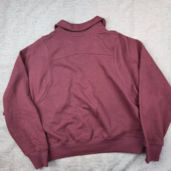 Wild Fable Polo Collar Pullover Sweatshirt Size L Oxblood Burgundy Raglan Sleeve - Picture 7 of 7